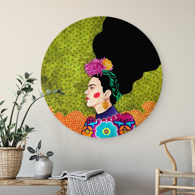 Tableau en alu-Dibond Hülya - Portrait de Frida - Rond
