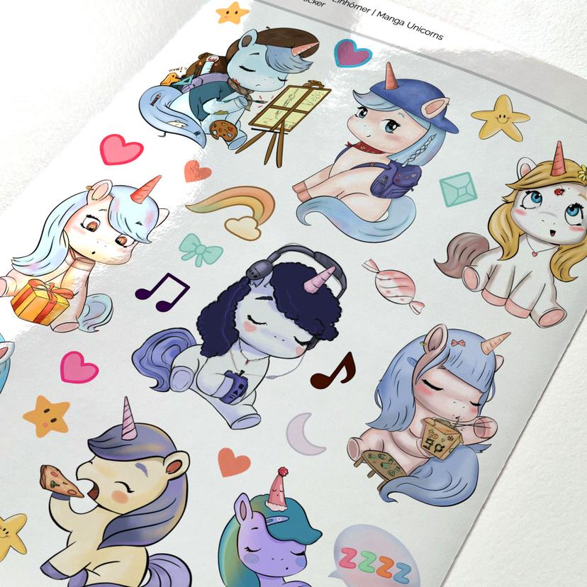 Sticker Manga Enhjørninger