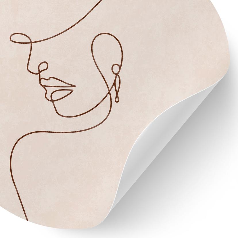 Wallsticker Delikata konturer av en kvinna - Linjekonst - Tunaboylu - Rund