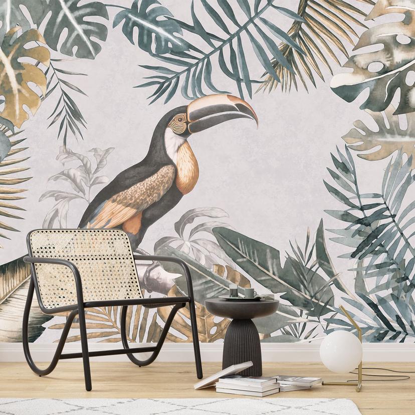 Papel pintado Selva tropical con tucán - Papel pintado Selva - Haase
