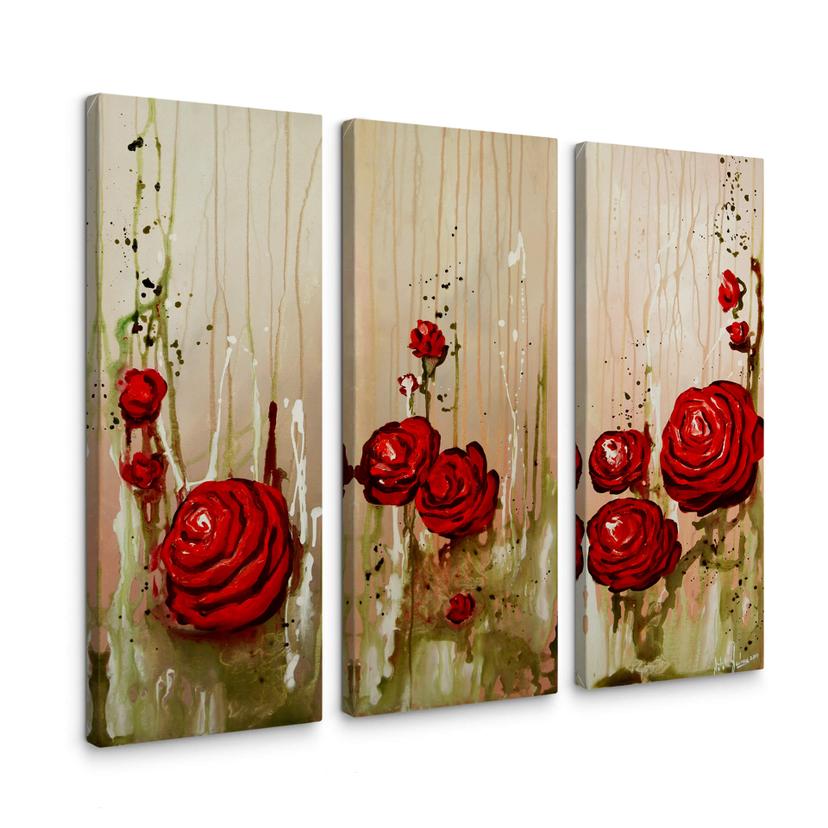 Tableau sur toile Fedrau - Roses (3 parties)