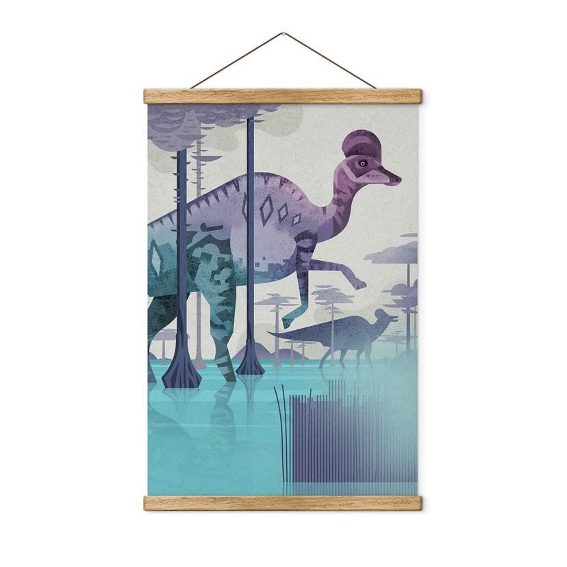 Tekstil plakat Corythosaurus - Braun