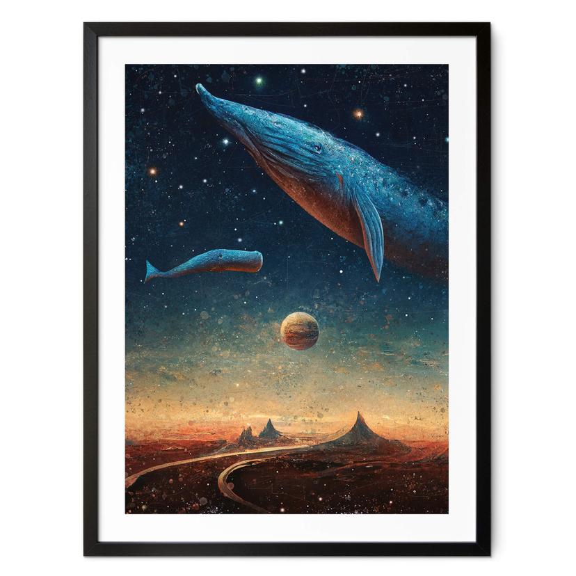 Póster Heine - Dos ballenas en el espacio - Astro Crucero