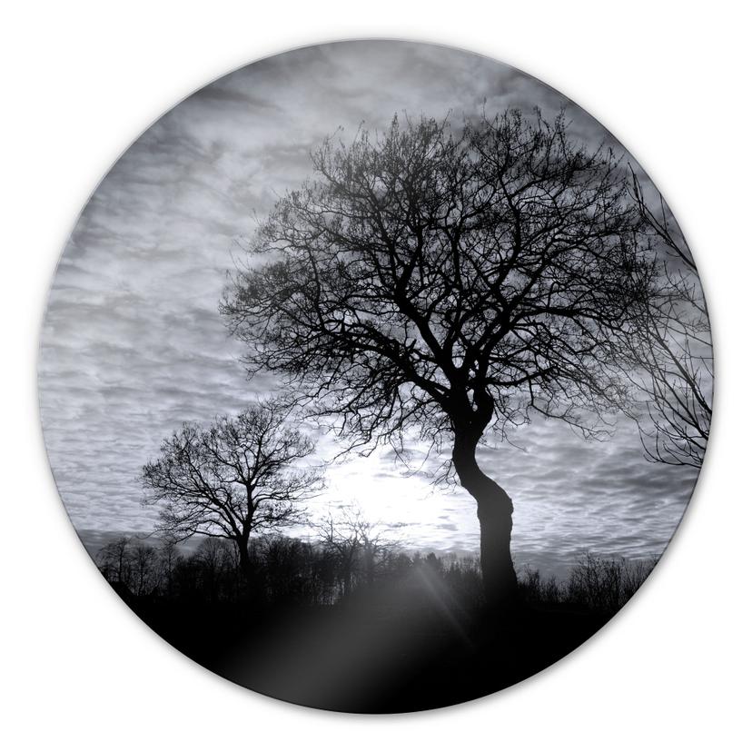 Stampa su vetro - Tramonto in bianco e nero - tondo