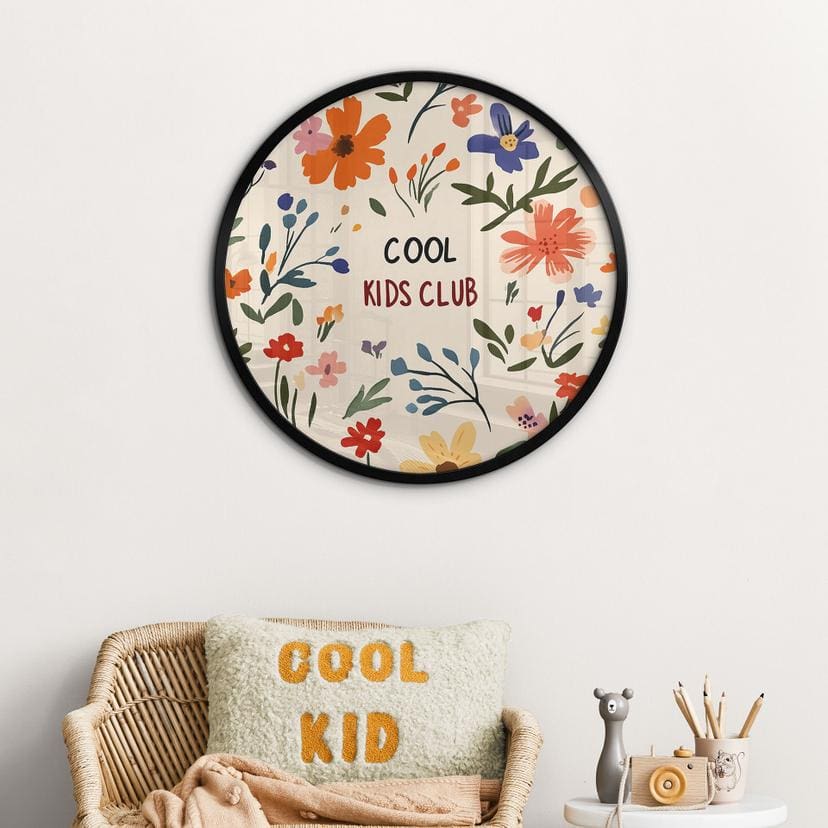 Póster para niños - Cool Kids Club Flores de colores - Treechild - Redondo