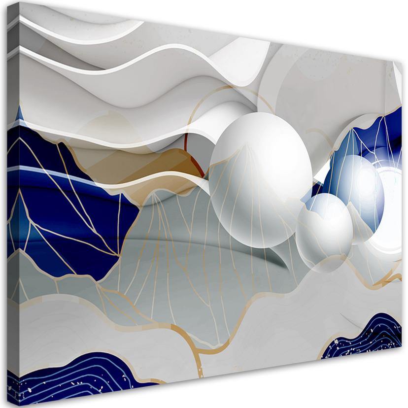 Canvasbillede, Blå sfærer 3D abstrakt