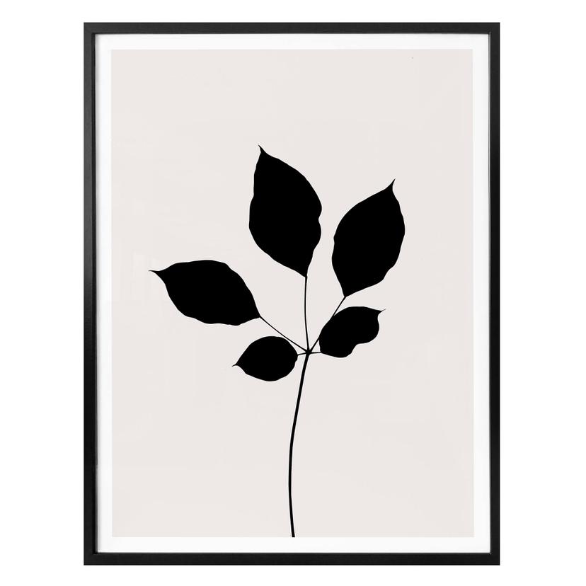 Poster Kubistika - Feuille de châtaignier noire