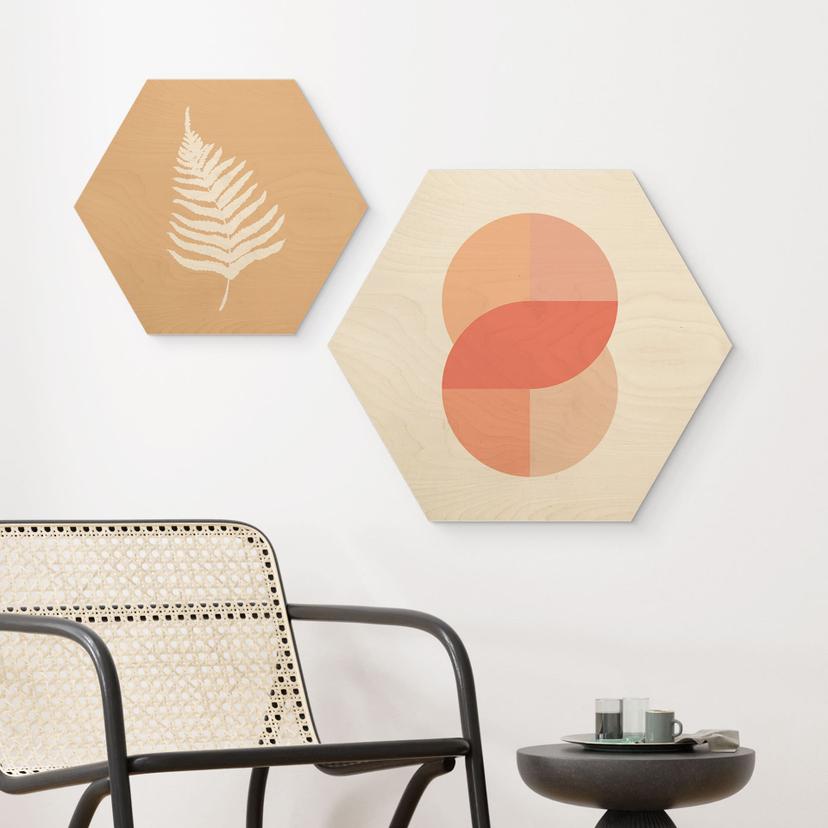 Esagono in legno Forme geometriche in rosa-arancio - 1X Studio
