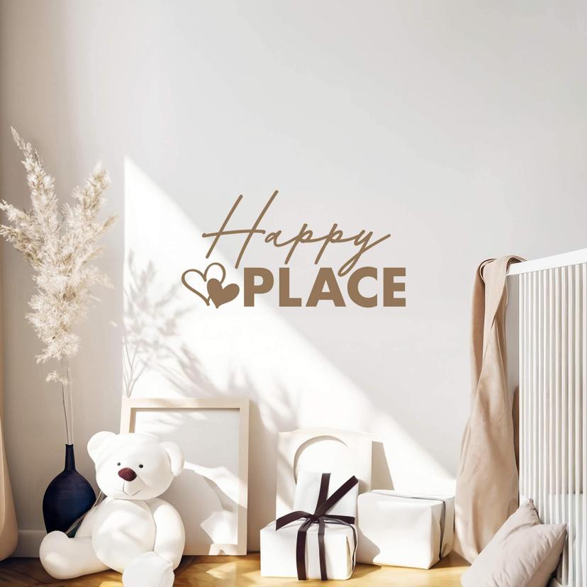 Adesivo murale Happy Place con cuori