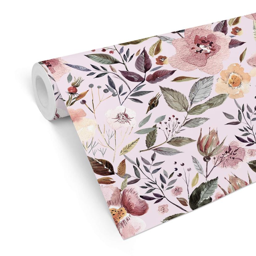 Mønstret tapet UN Designs - Blomster i akvarel