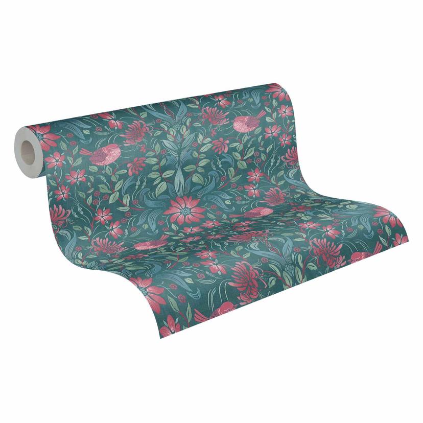 Carta da parati floreale rosa verde - Carta da parati in tessuto non tessuto Casa di campagna A.S. C