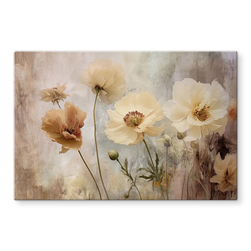 Glasbild Blumenpracht in warmen Pastelltönen - Paksoylu