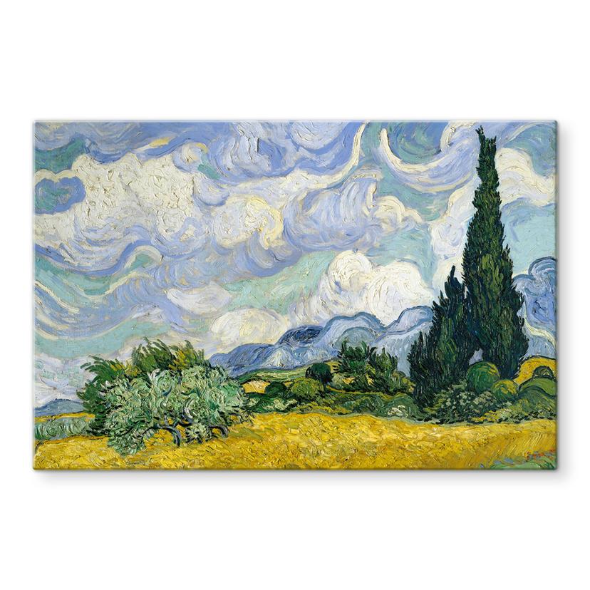 Glaskunst Van Gogh - Hvedemark med cypresser
