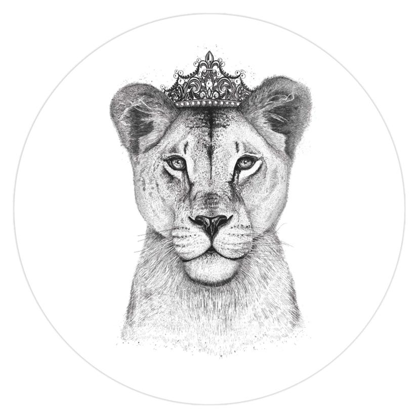 Zelfklevende Muurcirkel Korenkova - Lioness Queen
