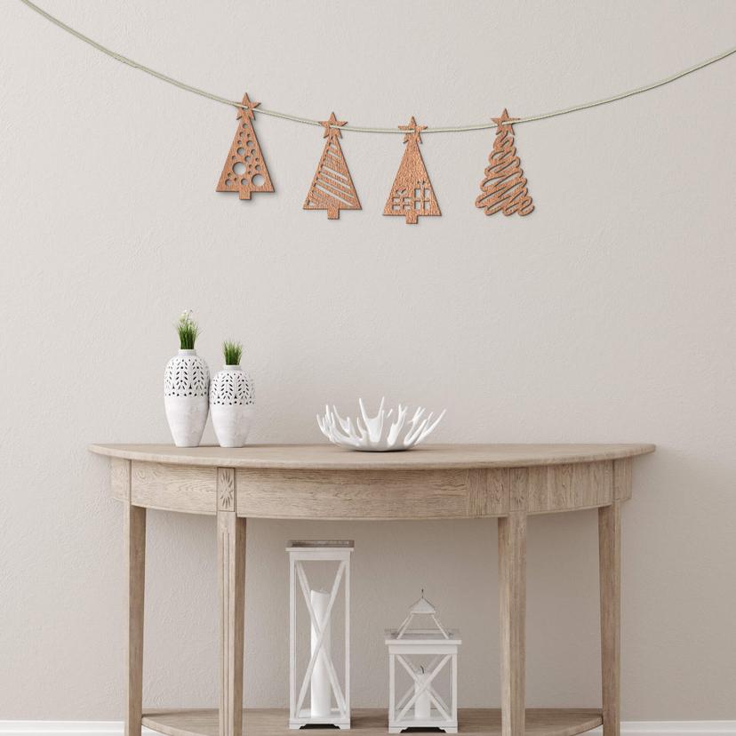Decoración en madera - Árbol de Navidad con Muestra set de 4 - madera de caoba