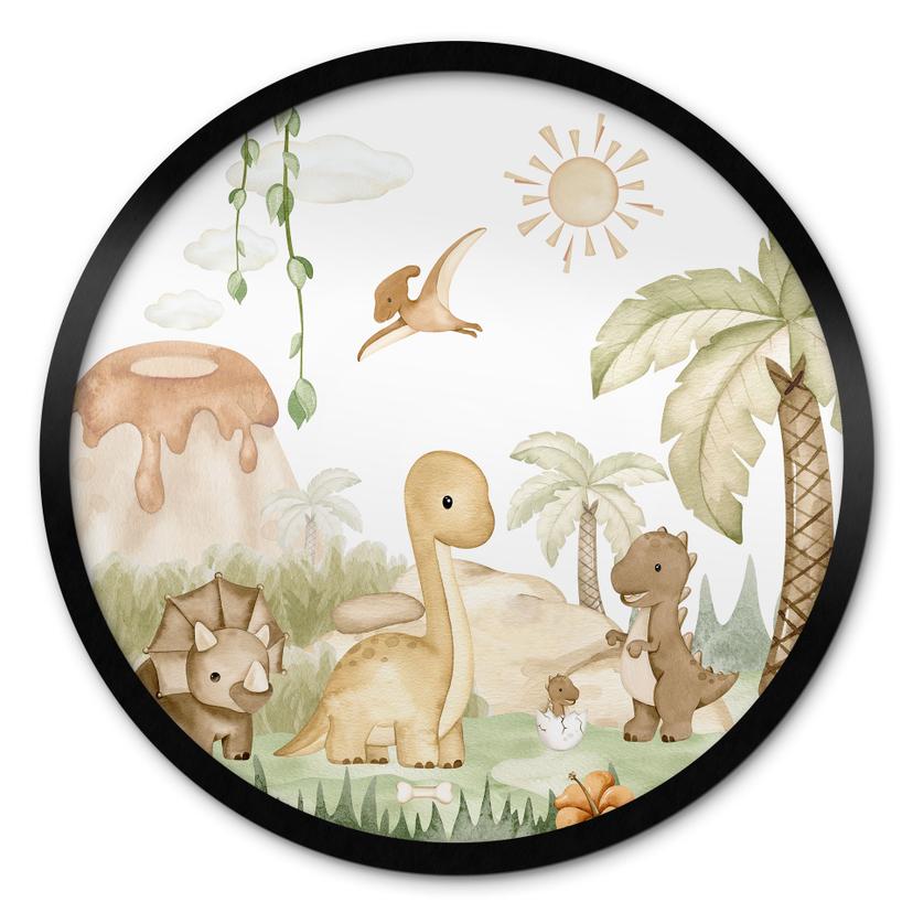 Poster Kleine Dinos auf großer Entdeckungsreise - Oliver Robins - Rund