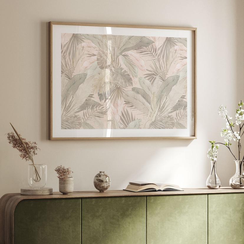 Poster tropiska blad i djungeln pastell - Bloomery Decor