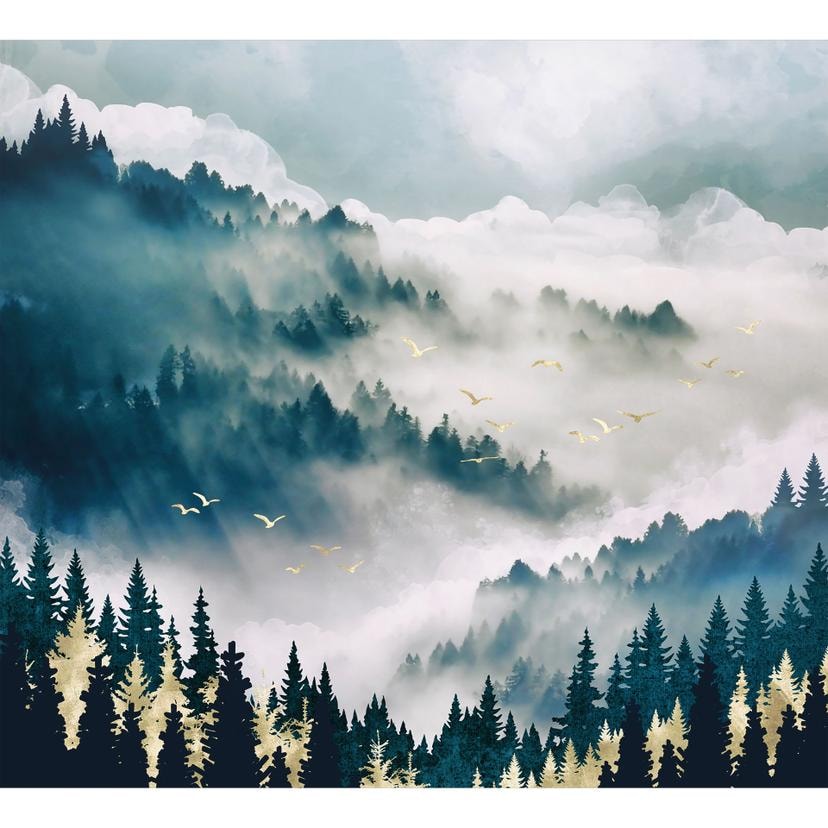 Fotomurale Nebbia misteriosa nella foresta - SpaceFrog Designs