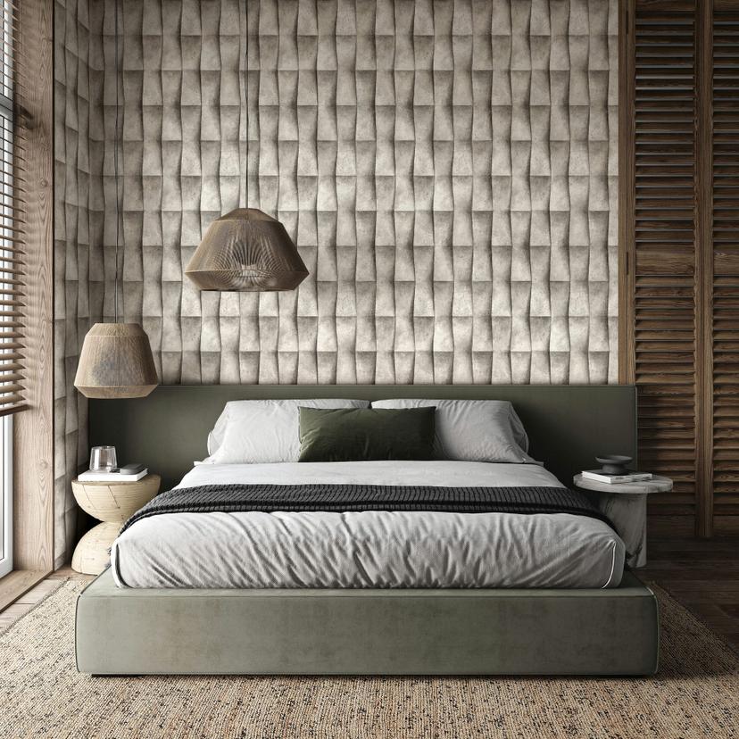 Ikke-vævet tapet i beige, grå gipslook illusion 3D-look striber moderne industrielt look