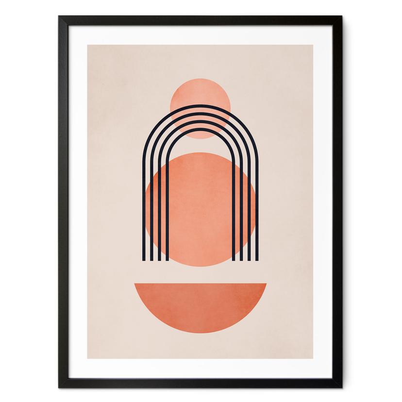 Plakat Abstrakt geometri i ferskenfarver - Kubistika