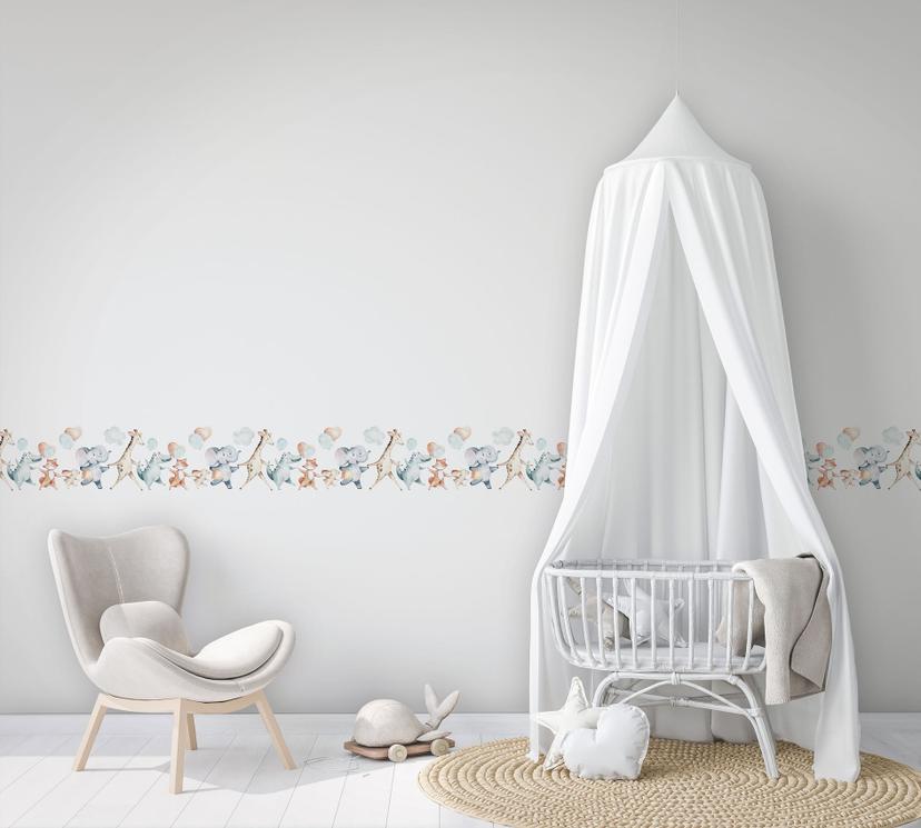Carta da parati per bambini, carta da parati in tessuto non tessuto Kids Walls bianco, blu, beige