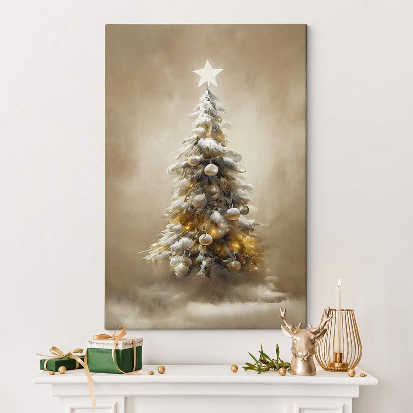 Lienzo Árbol de Navidad dorado - Treechild