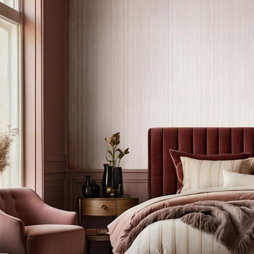 Ikke-vævet tapet Lines Stripes Moderne, klassisk mat i rosa-brun