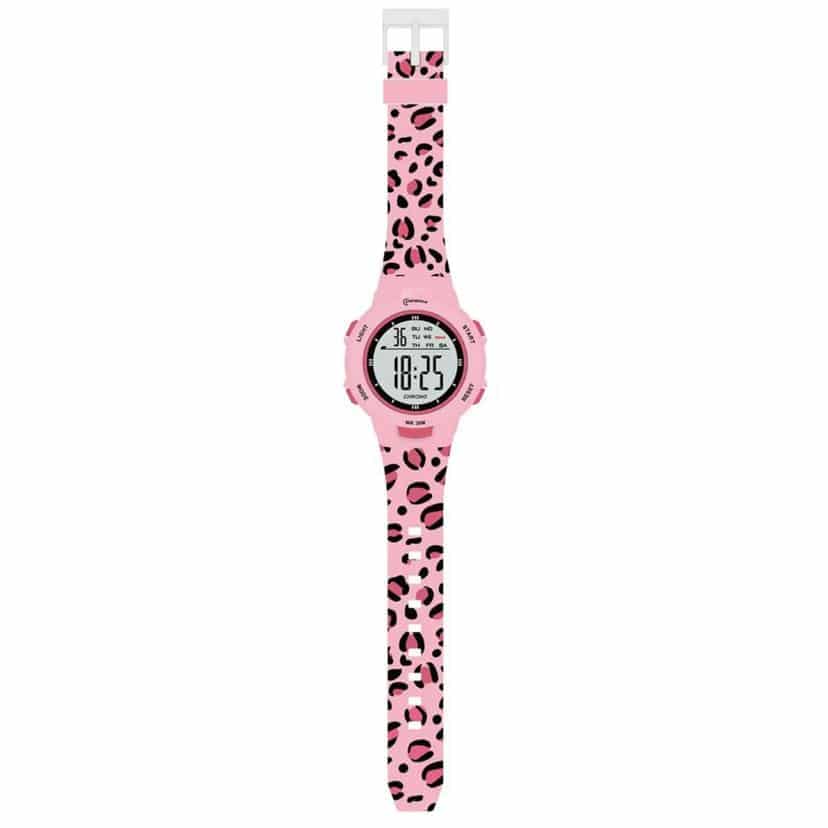 Sport Armbanduhr | Digitale Uhr für Kinder und Jugendliche | Pink Gepardmuster