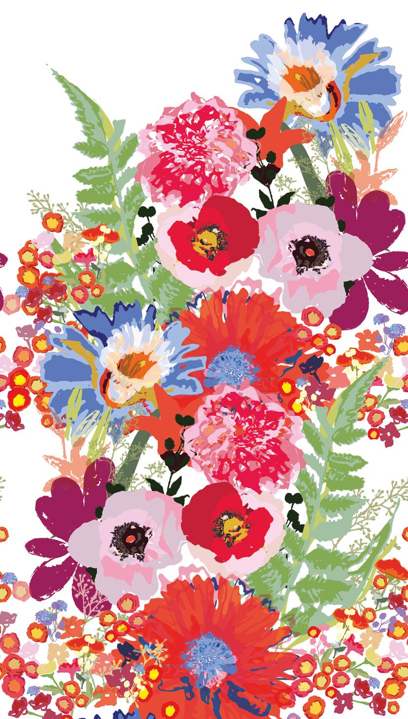 Papel pintado colorido floral blanco - papel pintado tejido-no tejido Floral Livingwalls - mate y li