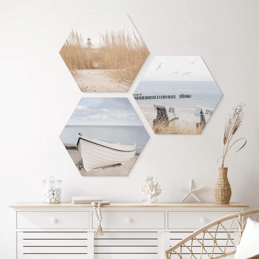 Hexagon Dibond Salty Sea Air-sæt (3 dele)