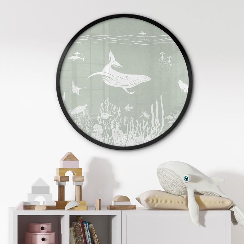 Poster Koraalrif en zeedieren - Een reis in het groen - Kikki Belle - Rond