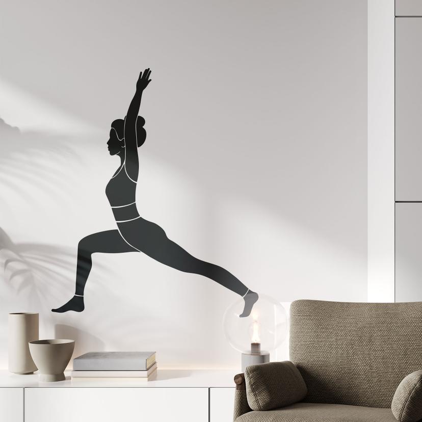 Wallsticker yoga-kriger silhuet monokrom