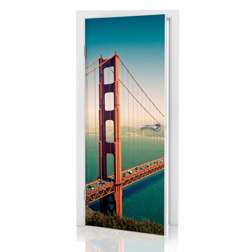Diseño de puerta La ciudad junto a la bahía 91x200 cm