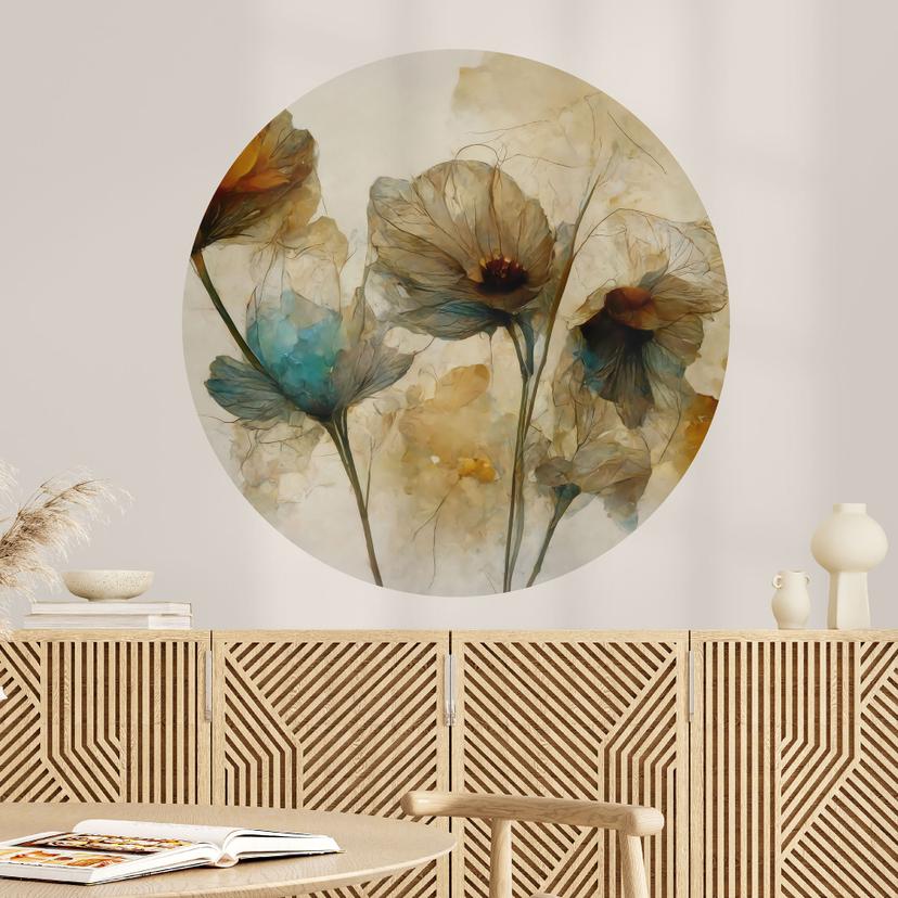 Wandtattoo Trockenblumen Mohn im Vintage-Look - Treechild - Rund