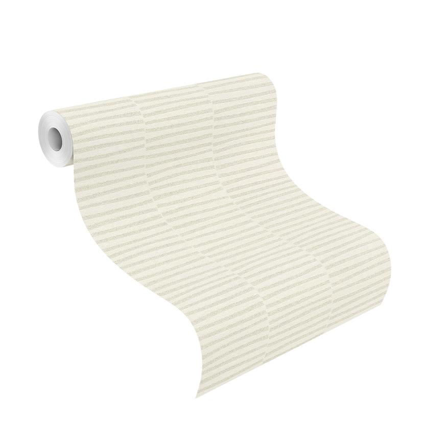 Rasch Vliesbehang Glam crème, zilver glitter