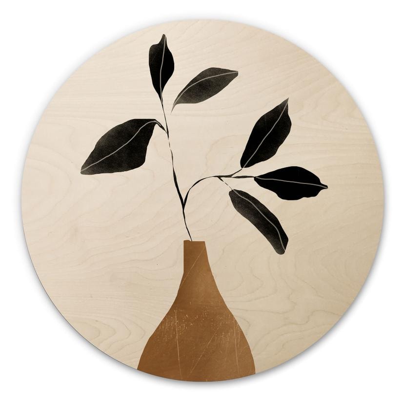 Cuadro de madera en florero dorado - ThingDesign - Redondo