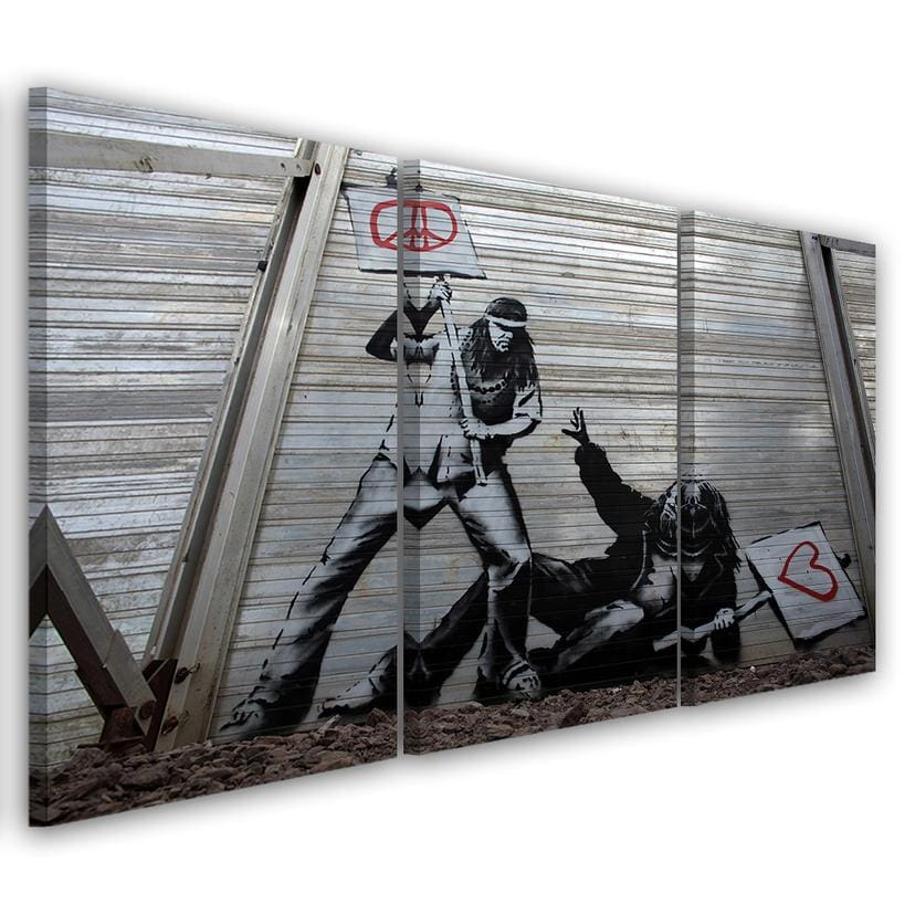 3 stykke lærredstryk, Banksy lærredstryk Street Art