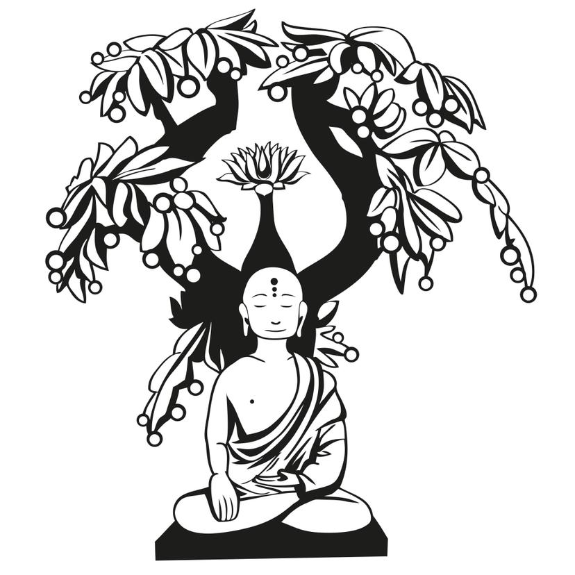 Buddha con l'albero dell'illuminazione