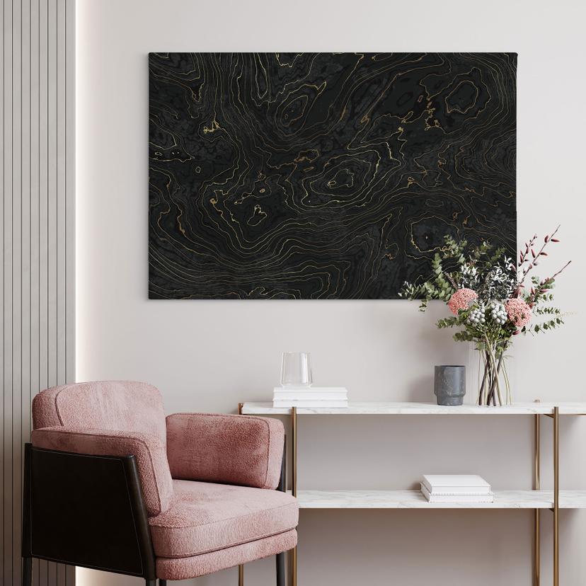 Stampe su tela Linee astratte nero-oro - Amini
