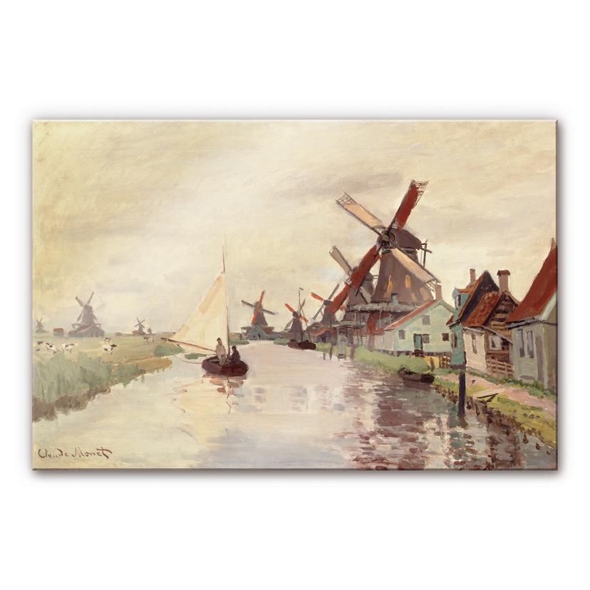 Tableau en verre acrylique - Monet - Paysage hollandais avec moulins à vent