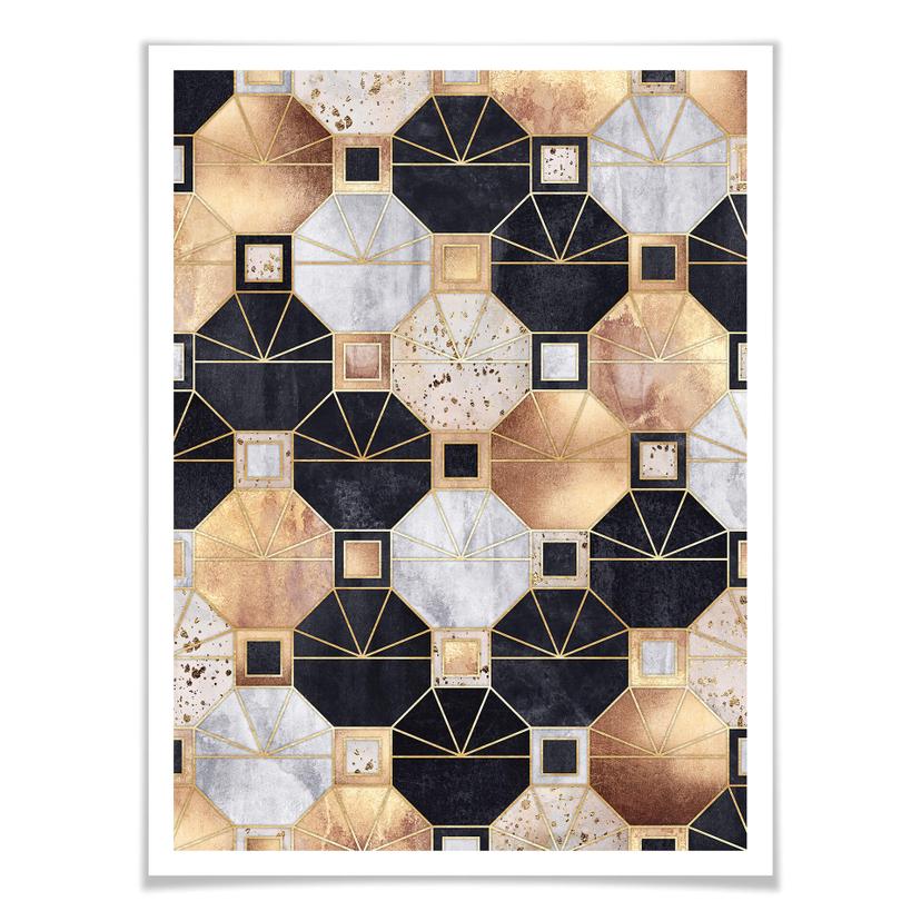 Poster Fredriksson - Art Deco: Guld och svart