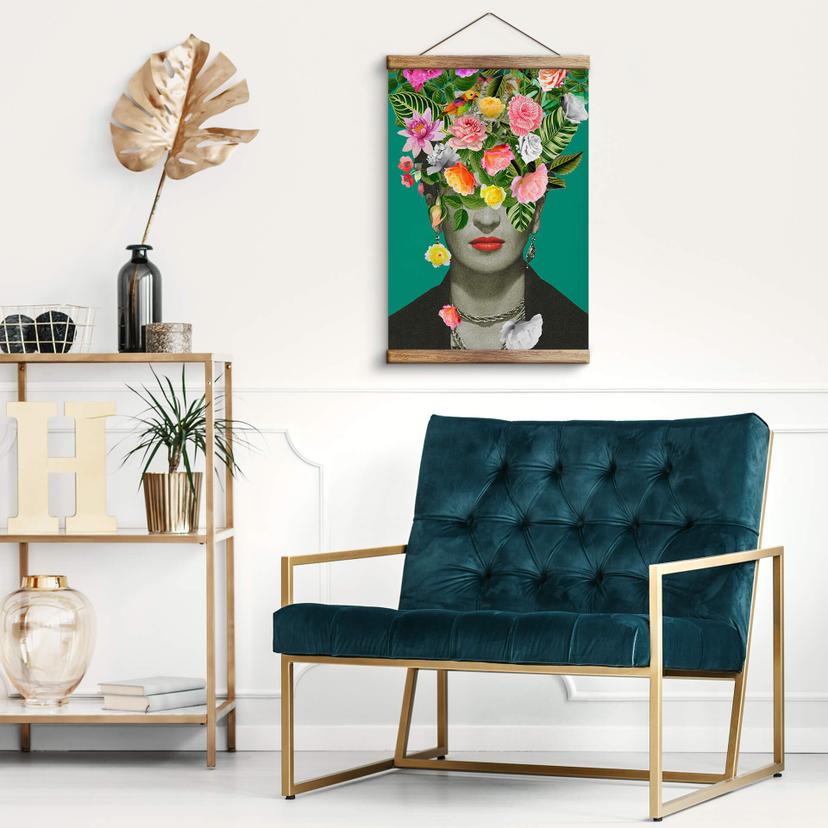 Lienzo, banderola, Póster de tela Frida Floral Studio - Retrato Frida