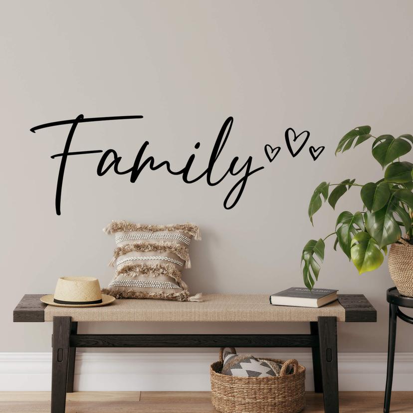 Sticker mural Famille avec 3 petits coeurs