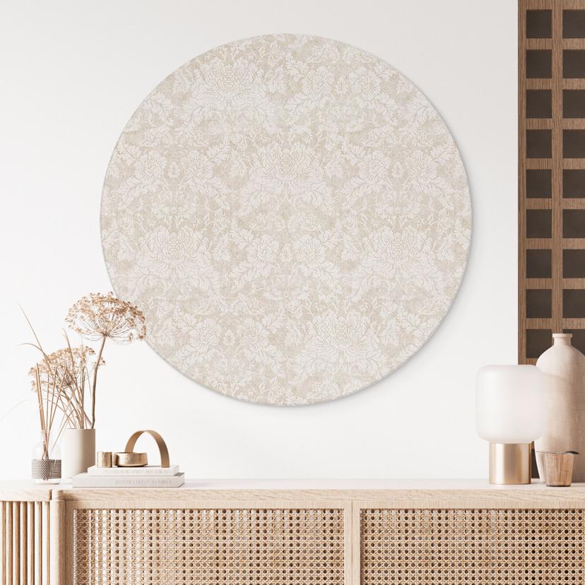 Stampe per pareti color avorio in stile barocco - Bloomery Decor - Alu-Dibond Round
