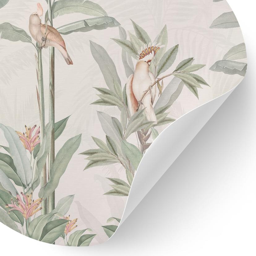 Tropisk skog med kakaduor Wallsticker - Bloomery Decor - Rund
