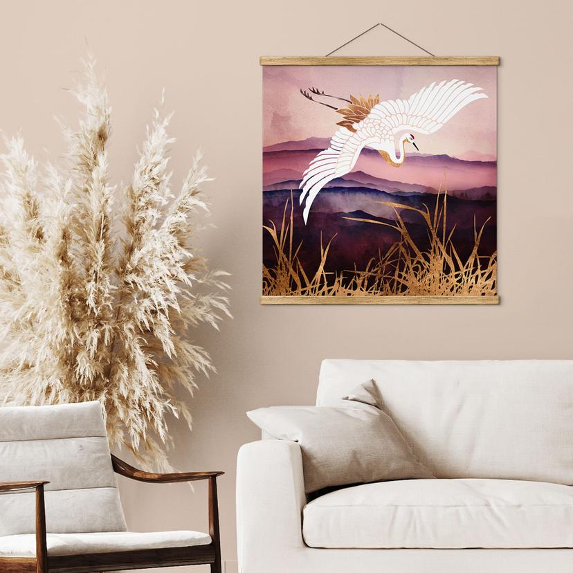 Póster de tela Elegant Crane - SpaceFrog Designs