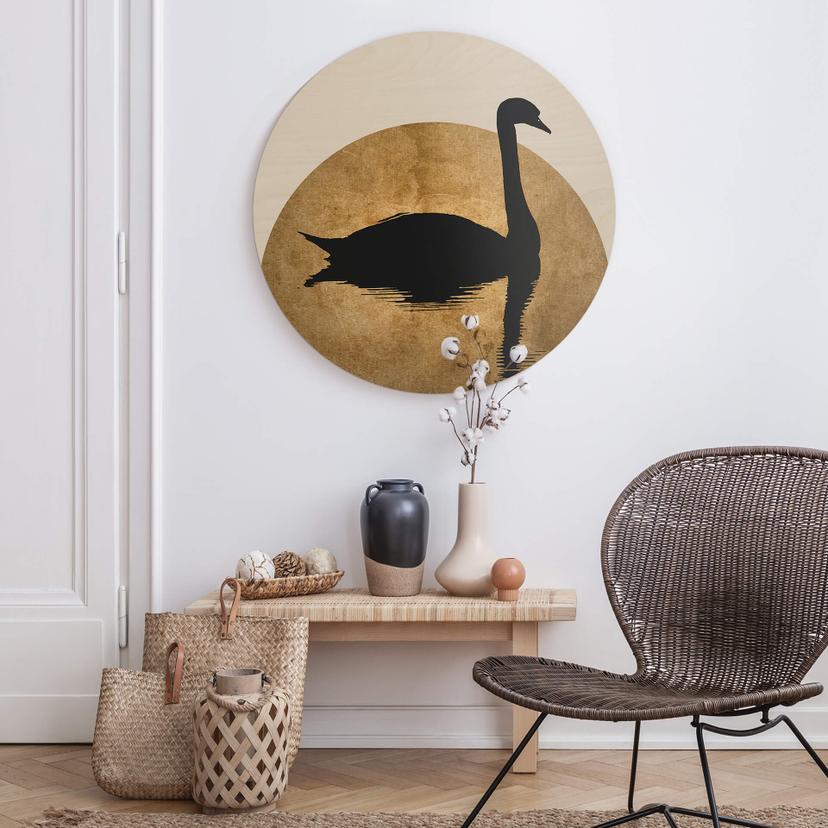 Stampa su legno Kubistika - CIgno - tondo