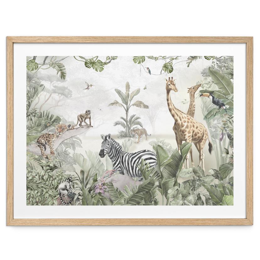 Poster jungle dieren op Afmeting - Ms Tiff