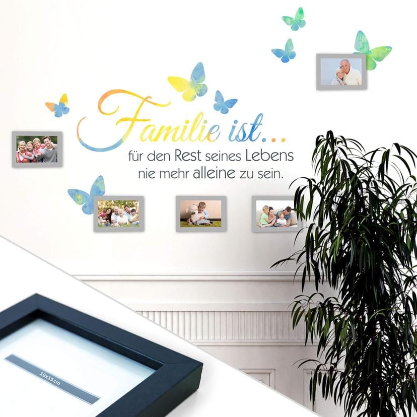 Sticker mural - Aquarelle - La famille c'est... incl. 5 cadres photos