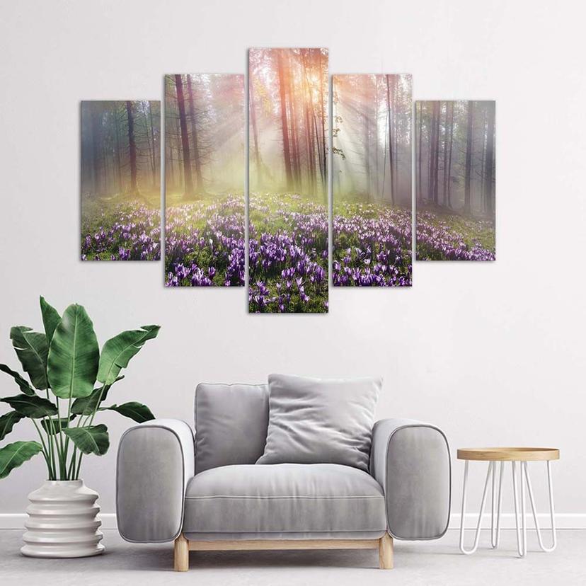Stampa su tela 5 pezzi Fiori della foresta nebbiosa